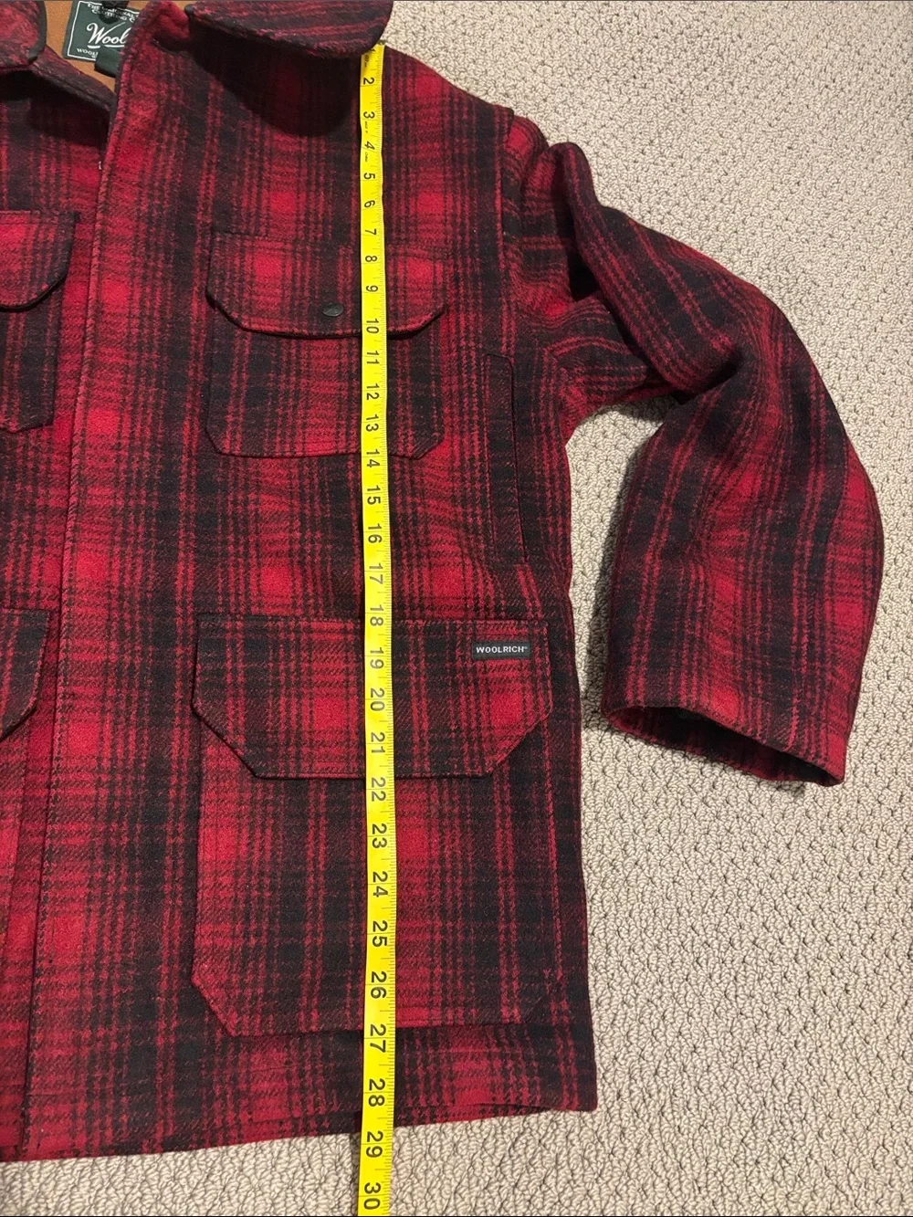 Vintage Y2K Era Woolrich Mackinaw Wool Blend Red and Black Outdoor Jacket Mens
